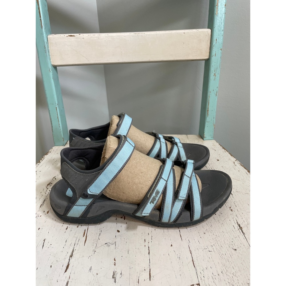 Teva Tirra Sport Sandals Womens 9 Grey Light Blue Strappy Hiking Shoes 4266